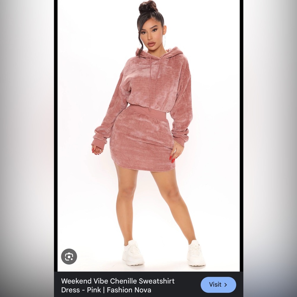 Fashion Nova chenille hoodie dress. pink large